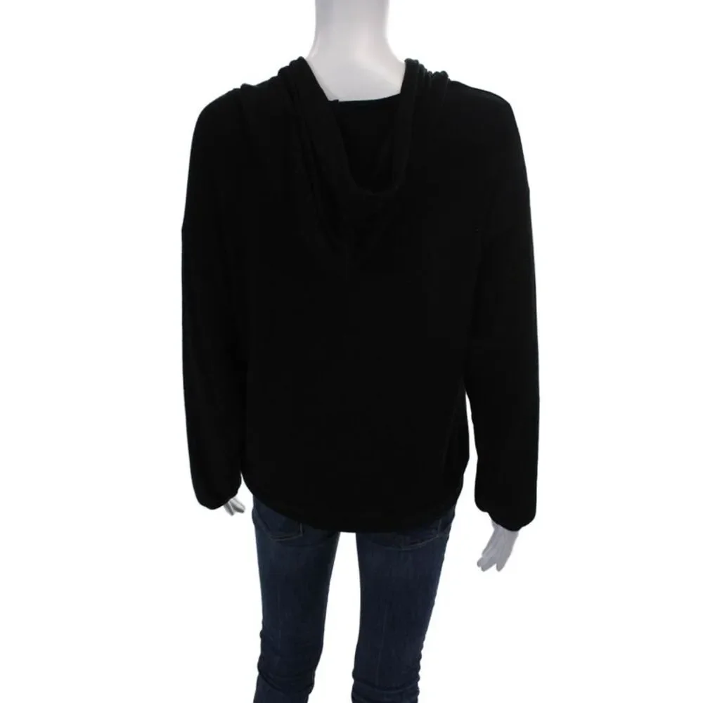 Red Haute Womens Zip Up Hooded Long Sleeve Sweatshirt Black Size Medium